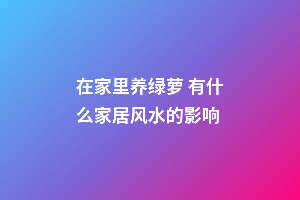在家里养绿萝 有什么家居风水的影响